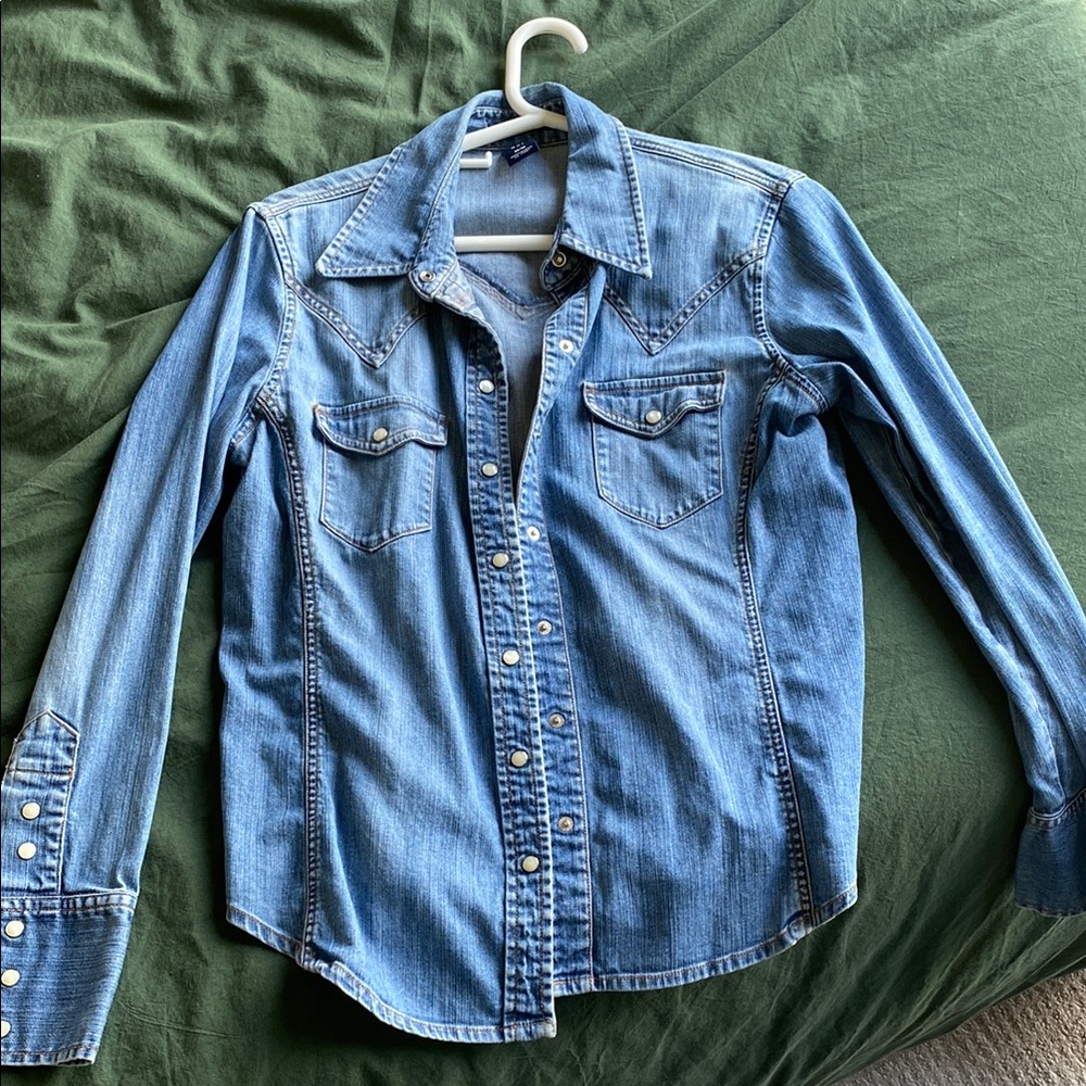 GAP Blue Denim Button-Up Shirt